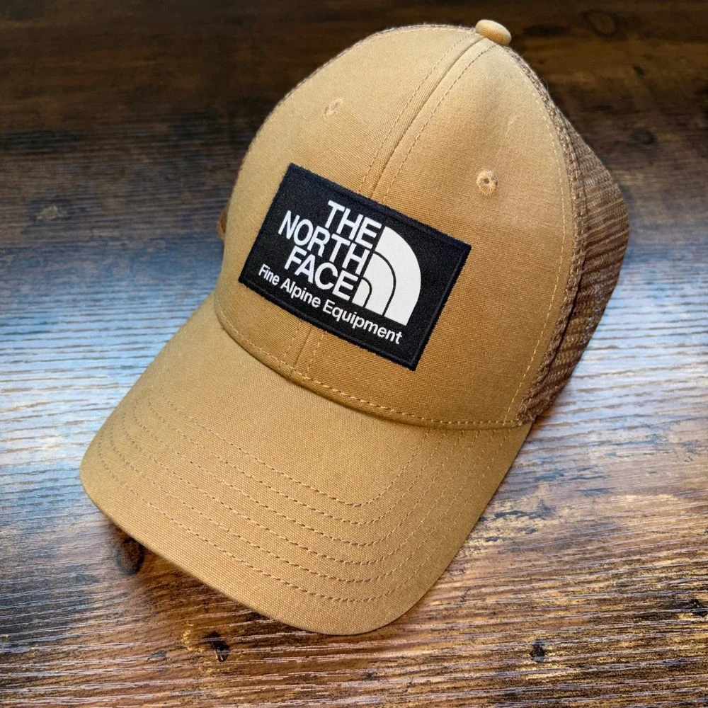 The North Face Mudder Trucker Hat Brown Tan Mesh Snapback Fine Alpine Equipment